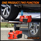 Electric Car Jack Kit 5 Ton 12V Hydraulic Car Jack with Impact Wrench, 3 in 1 Portable Electric Floor Jack with Tire Inflator Pump LED Light for Sedan SUV Truck Change Tire Garage Repair