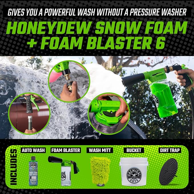 Car Wash Kit 14-Pc Arsenal Builder - with Foam Blaster, Wash Bucket, Towels, Applicators, and 16 oz Soaps, Waxes, and Cleaners - Complete Car Detailing Gift Set, Works with Garden Hose