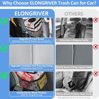 Car Trash Can Bin for Back Seat Leak Proof, Cute Car Trash Bag Hanging, Vehicle Trash Can for SUV Truck Van, Automotive Garbage Cans Front Seat Flamingos, 2 Gallons