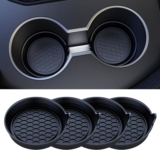 Car Cup Coaster Universal Automotive Waterproof Non-Slip Cup Holders Sift-Proof Spill Holder Car Interior Accessories 4 Pack Black