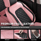 Coverado Car Seat Covers Front Seats, Stylish Waterproof Faux Leather Full Set with Rear Protectors for Sedan SUV Truck, Luxury Fashion Interior – PinkBlack