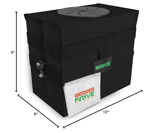 Collapsible Car Trash Can with 20 Bags - Leakproof, Black, Medium