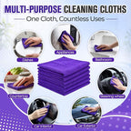 Microfiber Cleaning Cloths for Cars Ultra Absorbent Car Towels Drying Reusable Cleaning Supplies House Kitchen Window Microfiber Towel (12 x 12 Inch, Purple, 60 Pcs)