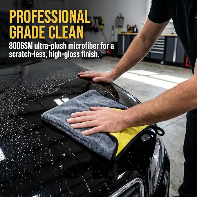 Microfiber Towels for Cars, 800GSM Car Drying Towel, Large Microfiber Cleaning Towels for Car Washing, Waxing, Buffing, Polishing, Scratch-Free Auto Detailing Towels, 6 Pack, 12 x 24 Inch