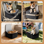 Dog Car Seat for Small/Medium Dogs Up to 35 lbs – Patented Safety System, 5" Memory Foam Pet Booster Car Seat, Fully Detachable and Washable Dog Carseat with 2 Storage Pockets (Black & Grey)