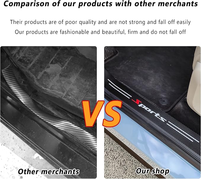 5PCS Car Door Sill Protector,Carbon Fiber Sport Threshold/Rear Bumper Guard Sticker Door Edge Protection Decorate,Interior Accessories Self-Adhesive Anti-Scratch Waterpoor(White sport-5Pcs)