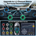 [QLED Screen Upgrade] 7" Double Din Car Stereo with Wireless Apple CarPlay and Android Auto, 240W Powerful Sound, 4.2-Channel Audio Output, Bluetooth, MirrorLink, Backup Camera, AM/FM Car Radio