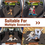 Waterproof Dog Car Seat Cover for Back Seat, Pet Hammock- S, Brown/Black | Durable waterproof hammock with nonslip design & storage pockets. Protects seats from scratches, fits cars, SUVs & trucks.