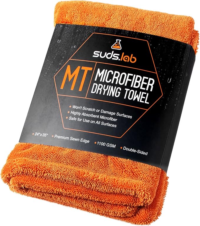 Large Microfiber Drying Towel (24 in x 35 in) Car Exterior Cleaning and Detailing Cloth, Safe On Plastic Trim, Glass, Carbon Fiber, Paint