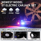 Electric Hydraulic Car Jack Kit 5 Ton 12V Portable Lift Range 17.7 Inch with Tire Inflator Pump for SUV Sedan Truck Car Repair Floor Jack for Vehicle Tire Change with LED Light Jack Only