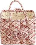 Floral Fabric Storage Basket Car Interior Storage Basket Underwear Sundries Laundry Baskets Supplies Home Organizer Bag (red bow)