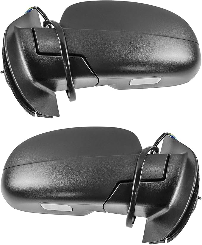 2 Piece Driver and Passenger Side Mirror Assembly Set Power Folding Electric Adjustment Heated Memory Black Compatible with 2007-2014 Chevy Suburban 1500 Tahoe 2007-2013 Suburban 2500 GM1320324
