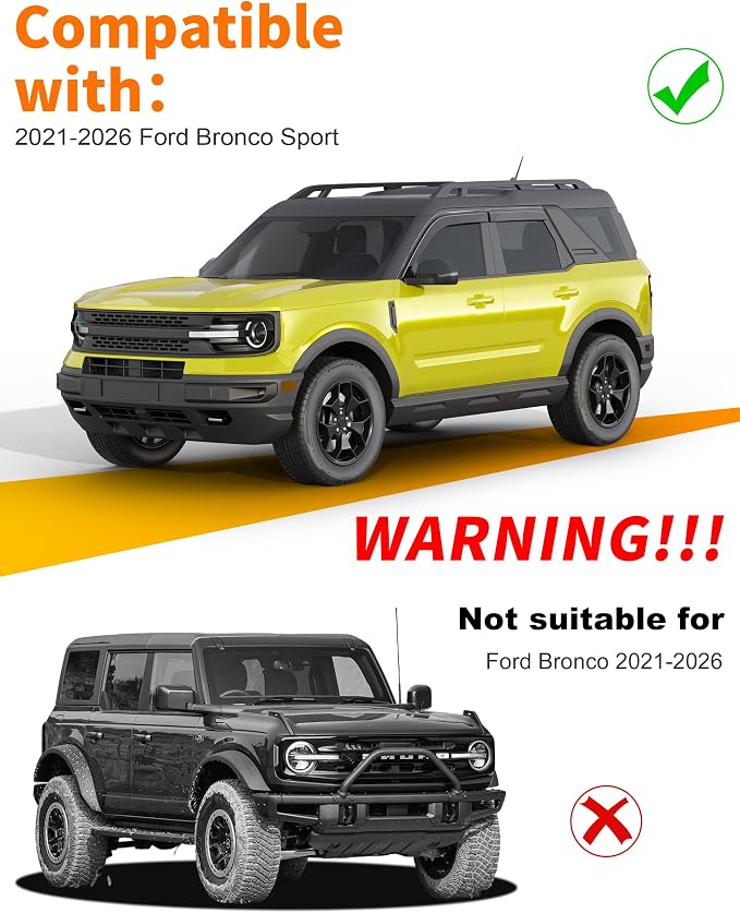 Low-Profile Window Rain Guard for Ford Bronco Sport 2021-2026 Rain Guards Side Window Visors Extra-Thick Vent Visor Window Deflectors Tape-on Vent Shades Car Accessories 4-pcs