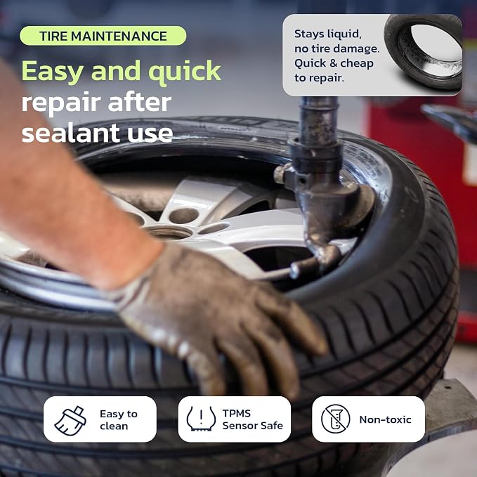 Tire Sealant Instant Flat Tire Repair Kit (15.22oz) – Seals Punctures Up to 0.236 Inch for Cars, Trucks & SUVs – TPMS Safe, All-Weather, Works with Most Inflators, Drive 125mi