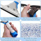 77'' Professional Squeegee Window Cleaner Tool with Extension Pole, Car Windshield Cleaning Kit with Long Handle, Window Washing Equipment for Indoor Outdoor Windows & Car Glass
