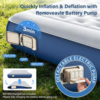 Queen Air Mattress with Cordless Battery Pump,TPU Blow up Mattress for Camping, Self Inflatable Mattress All Night Stability No Bad Smell, Air Bed for Tent Camping, Home, Guests, Car Travel