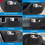 Car Seat Side Pocket Organizer, PU Leather Pouch Bag for Car Seat, Door, Window, Console, Registration Wallet Cards Trash Phone Sunglasses Holder Pocket for Auto