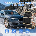 Qoosea Snow Chains 8Pcs Tire Chains Snow Chains for Car SUV Tire Chains with Tightening Buckles Universal Anti-Slip Snow Tire Chains Tire Cables Durable Chains for Tires Heavy Duty