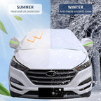 Hrozny Half Car Cover, Car Windshield Cover for Ice and Snow with Reflective Straps, Car Snow Cover Universal Fit for Most Cars (SUV)