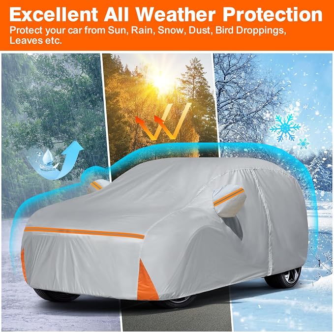 Car Cover for 2021-2026 Toyota Corolla Cross, Waterproof Custom-fit Sun Rain Dust Snow Wind All Weather Protection Outdoor Cross SUV Full Car Cover with Cotton Lining and Door Zipper-Grey