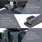 Car Seat Back Hook Universal Auto Storage Hanger Suede with Metal Car Seat Organizer for Handbag Purse Coat Umbrellas Grocery Bags 2 Pack Gray