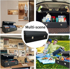 Car Trunk Organizer with Lid,Foldable Faux Leather Cargo Storage Box,3 Compartments,Collapsible Multi-Functional for SUV,Sedan,Vehicle Trunk