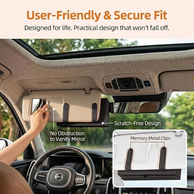 Magnetic Foldable Car Tissue Box - Easy-Install Tissue Holder for Sun Visors and Seat Backs,Premium Leather Car Napkin Organizer—Designed for Commuters,Rideshare Drivers and Families(Black)