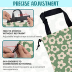 Car Garbage Bag Vintage Green Groovy Flowers Drawstring Car Trash Bag Hanging for Back Seat with Adjustable Buckle Canvas Vehicle Trash Can Easy-to-Install