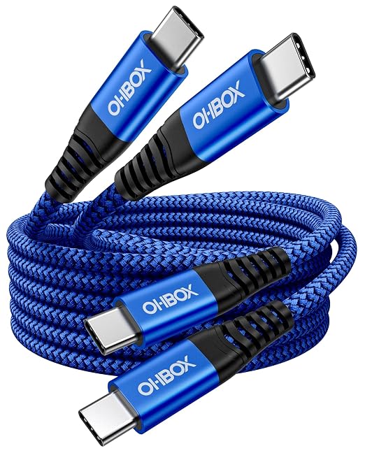 USB C to C Cable 60W, 10FT Long USB Type C Fast Charging Cable for Car Durable Braided iPhone USB C Charger Cable USBC to USBC Cord for iPhone 17/16/15/Pro Max/Plus, Samsung Galaxy and More-Blue