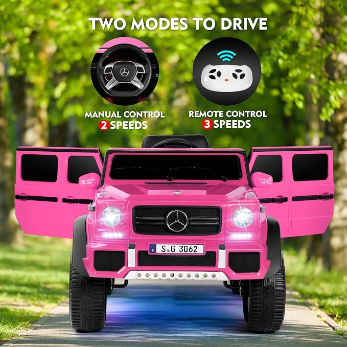 Ride On Cars, Licensed Mercedes-Benz Maybach G650S, 12V7AH Battery Powered Toy Electric Car for Kids W/LED Underglow Lights,Remote Control, 2 Motors, 3 Speeds, Music, Bluetooth,Horn, Rose Pink