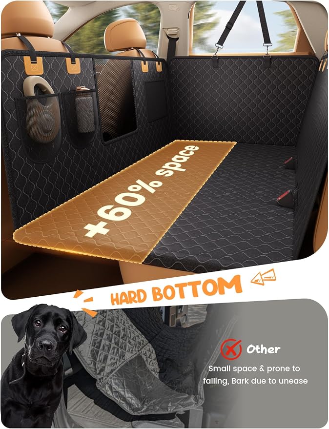 Dog Car Seat Cover for Back Seat - [Upgraded Anti-Ripped] Back Seat Extender for Dogs Hard Bottom, Waterproof Dog Hammock for Car with Mesh Window, Pet Backseat Protector SUV & Small Truck XL