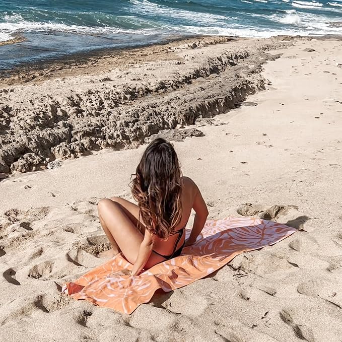2 Pack Microfiber Beach Towel, Quick Dry Travel Towel Large Sand Free Towel for Beach, Camping, Swim Pool, Gym, Sports& Yoga 71"x32", Palm