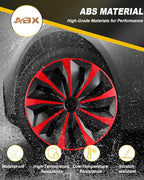 Hubcaps,16 inch hubcaps Set of 4, Wheel Rim Cover ABS Material, Snap On Car Truck SUV Replacement, for Toyota Camry Nissan Mazda etc, Black & Red