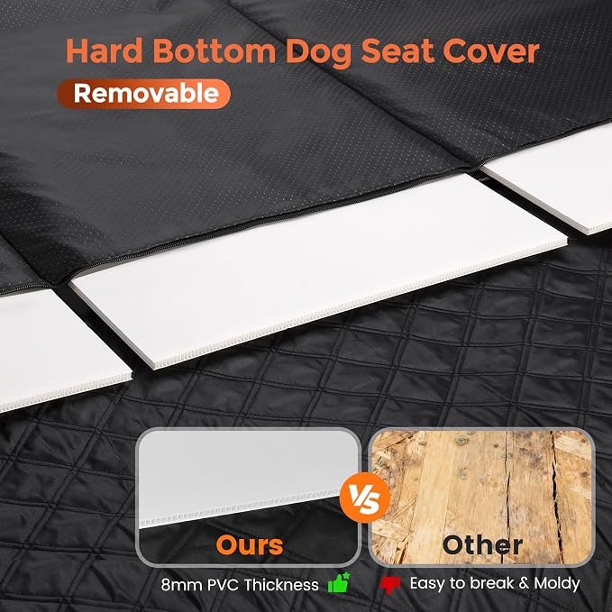 Dog Seat Cover for Back Seat,Backseat Extender Hard Bottom Car Seat Cover for Dogs Holds 500 lbs,Waterproof Rear Seat Pet Cover for Dogs,Dog Hammock Travel Accessories for Car,SUV,Truck