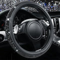 Bling Diamond Leather Steering Wheel Cover, With Sparkly Crystal Glitter Rhinestones Universal Fit 14"1/2-15" Car Wheel Protector for Women Girl Fit Suvs,Vans,Sedans,Car,Trucks, Black Diamond