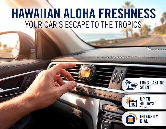 Odor Clear Car Vent Air Freshener Clip, Hawaiian Aloha 0.06 Fl.Oz - 8 Pack