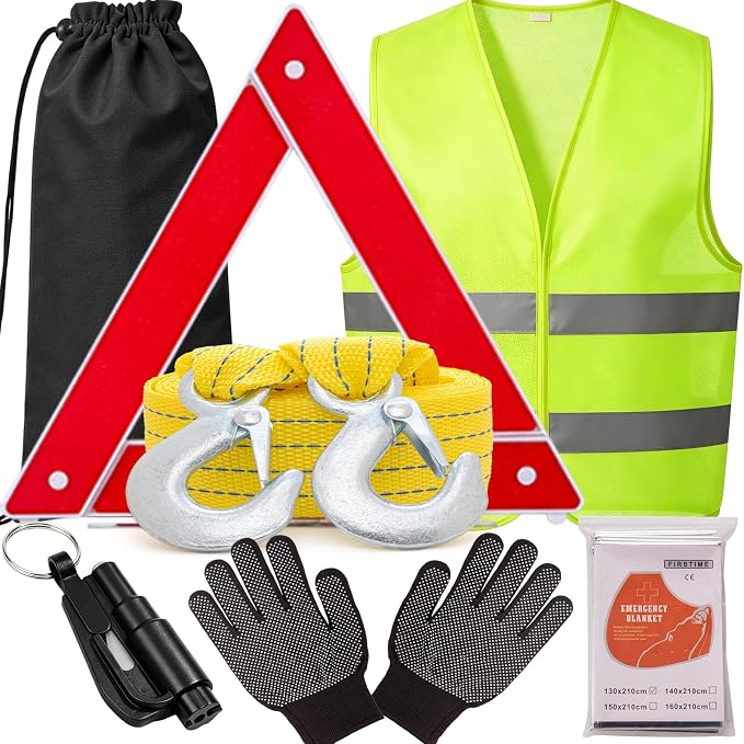 Car Roadside Emergency Kit Automotive Car Safety Kits for Vehicles Woman Man Teen Black