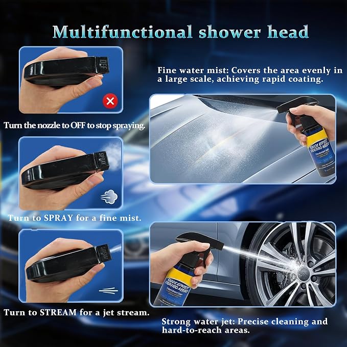 Quick Effect Coating Agent for Car, Quick Effect Coating Agent,Waterless Wash & Polish,Car Coating Spray for Shine & Protection,Quick Acting Paint Protection and Glass Cleaner(1Pack:120ml+Brush+Towel)