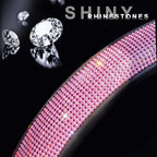 New Diamond Leather Steering Wheel Cover with Bling Bling Crystal Rhinestones, Universal Fit 15 Inch Car Wheel Protector for Women Girls Pink Diamond