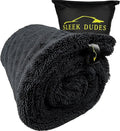 Sleek Max Dry 2000GSM Car Drying Towel 20x31, Black | Ultra-plush twist-loop microfiber, maximum absorption, soft on paint, double-sided, cars, trucks, SUVs & full-vehicle drying