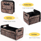 Car Trunk Organizer, Car Organizers and Storage Collapsible Multi Compartment Container Box, Adjustable Car Accessories for SUV Sedan Truck, Standard Size, Leopard print
