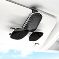 Sunglasses Holder for Car, Leather Magnetic Buckle Sun Visor Sunglass Clip, Ticket Card Storage Glasses Clip, Car Interior Accessories for Men and Women（Black-Gray）