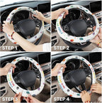 Colorful Emotion Icon Steering Wheel Cover, Polyester Car Wheel Grip, Universal 15 Inch for Cars SUVs Trucks