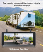 Wireless RV Backup Camera: 30Min Plug and Play Setup, Smooth Live View Even Past 60ft, 7.2" 1080P DVR Monitor, Super IR Night Vision Back up Camera Works with Pre-Wired RV, 5th Wheel, Trailer