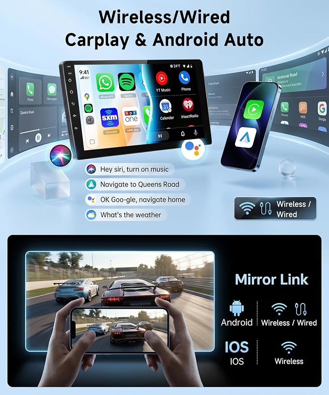 Linux System Car Stereo for Suzuki SX4 2006-2013 Wireless Carplay & Android Auto, 9'' IPS Touchscreen Mirror Link YouTube Video Vi-Link Car Radio Bluetooth FM/RDS DSP SWC Backup Camera