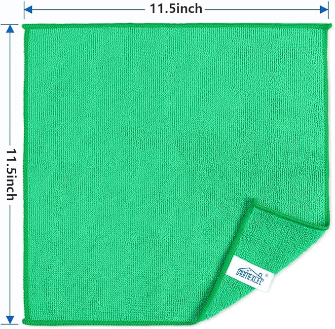Green Microfiber Cleaning Cloth, 8 Pack Cleaning Towels for Kitchen, Lint Free, Scratch-Free, Highly Absorbent, and Reusable Cleaning Rags for House, Window and Glass, Cars, 11.5 X11.5 inch