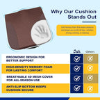 Car Seat Cushion – Memory Foam Pad for Driving Comfort – Boosts Height and Relieves Coccyx & Lower Back Pain – Car, Truck, Office Chair (Leather & 4D Mesh Brown)