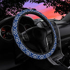 Blue Damask Flower Steering Wheel Cover for Women Men Neoprene Breathable Wheel Cover Protector Anti-Slip Car Accessories Universal 15 Inch Fit for Cars Trucks Vehicles
