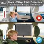Car Window Shades for Baby-2 Pack Retractable Side Window Car Sun Shade Blocks UV Rays & Heat for Sun Protection Roller Sunshade Visor Window Shade for Kids,Passengers,Pets (20' x22'')