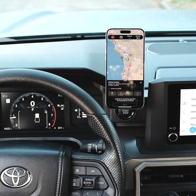 Non-Charging Phone Mount Made for MagSafe and Made for Toyota Tacoma 2024-2026 and Made for 4Runner 2025-2026, Aluminum, Dashboard Mounting, 360-Degree Adjustable, High Strength Magnets